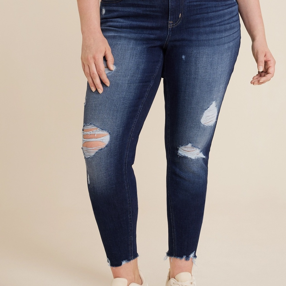 Plus Size edgely™ Curvy High Rise Ripped Super Skinny Jean